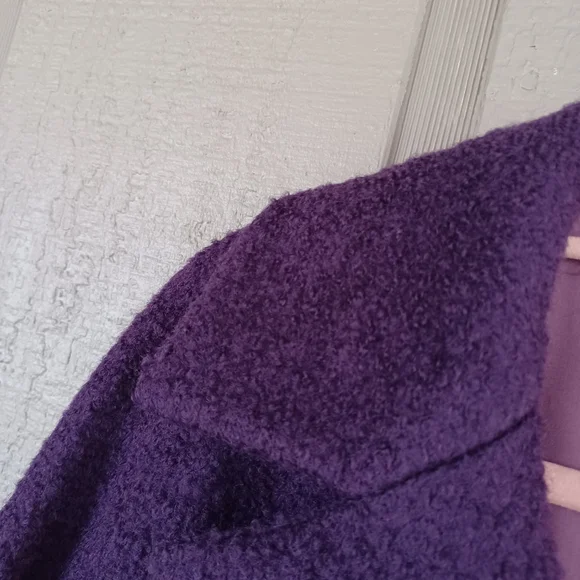 EMME Marella Women Boucle Coat Size M Wool Blend Long Sleeve Pockets In Purple